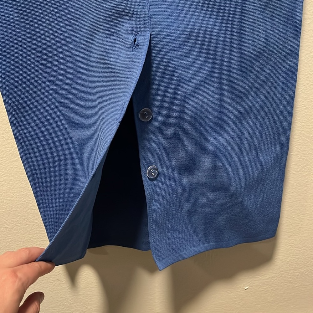 HANIFA (NWT) Cheri II Blue Long Sleeve Button Front Sheath Dress, Size XS - Picture 9 of 16